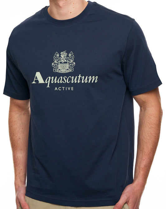Aquascutum Aquascutum Big Logo T Shirt Navy