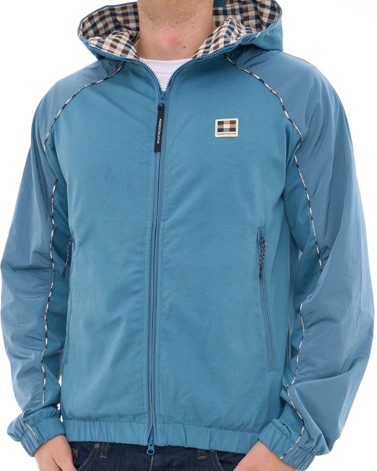 Aquascutum Hooded Tech Sweat Jacket Blue