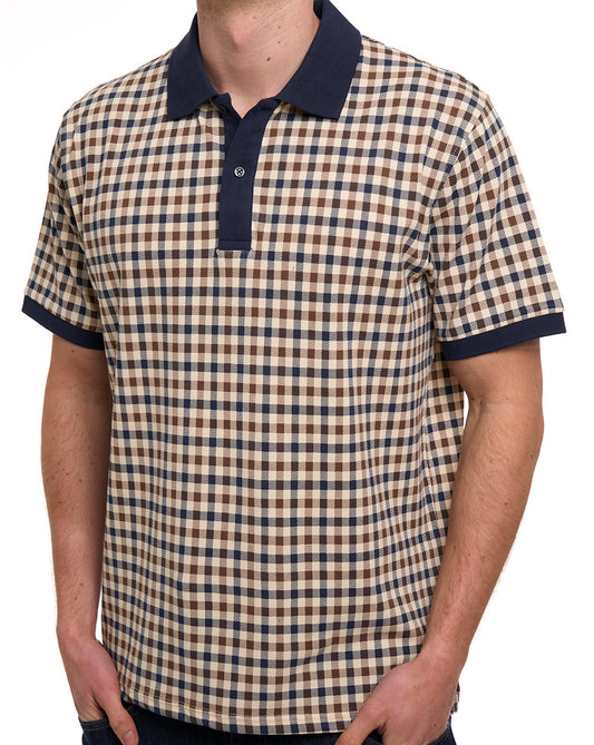 Aquascutum Aquascutum Pique Club Check Polo Navy