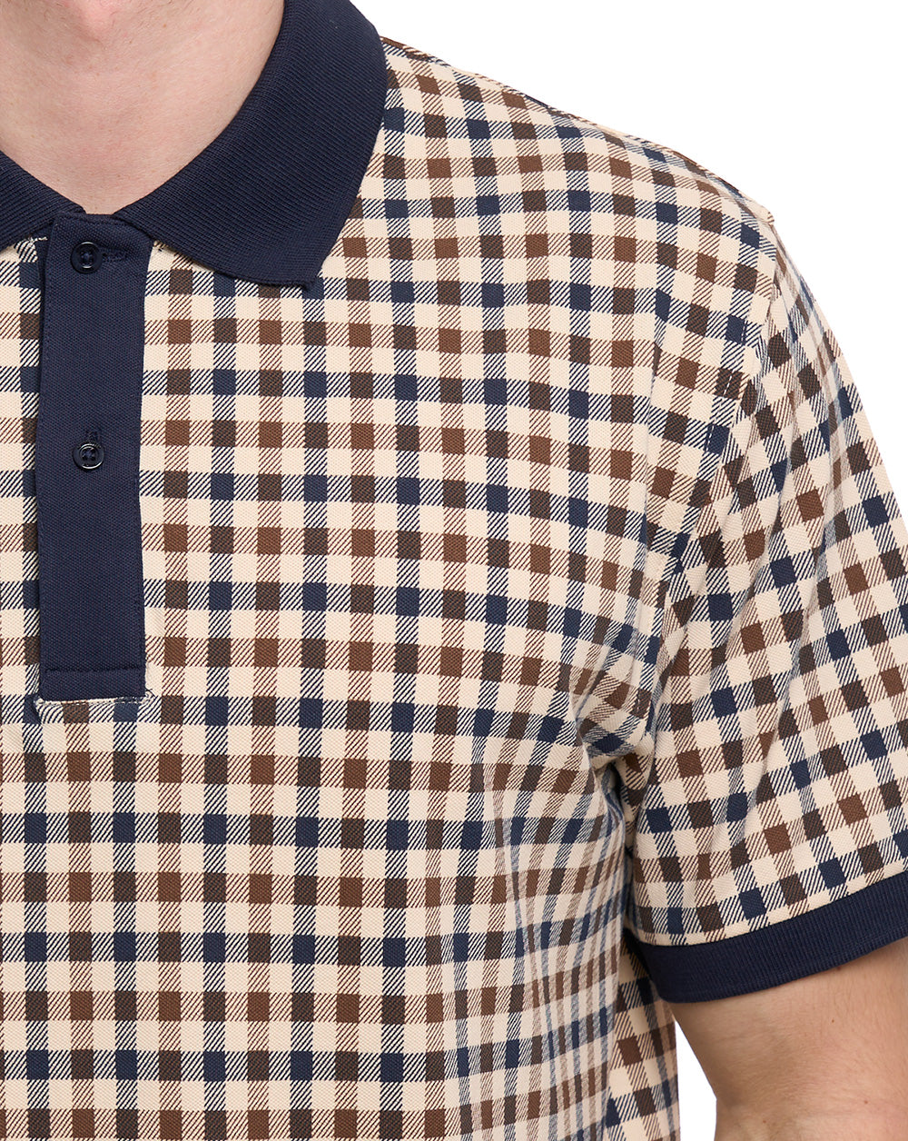 Aquascutum Pique Club Check Polo Navy