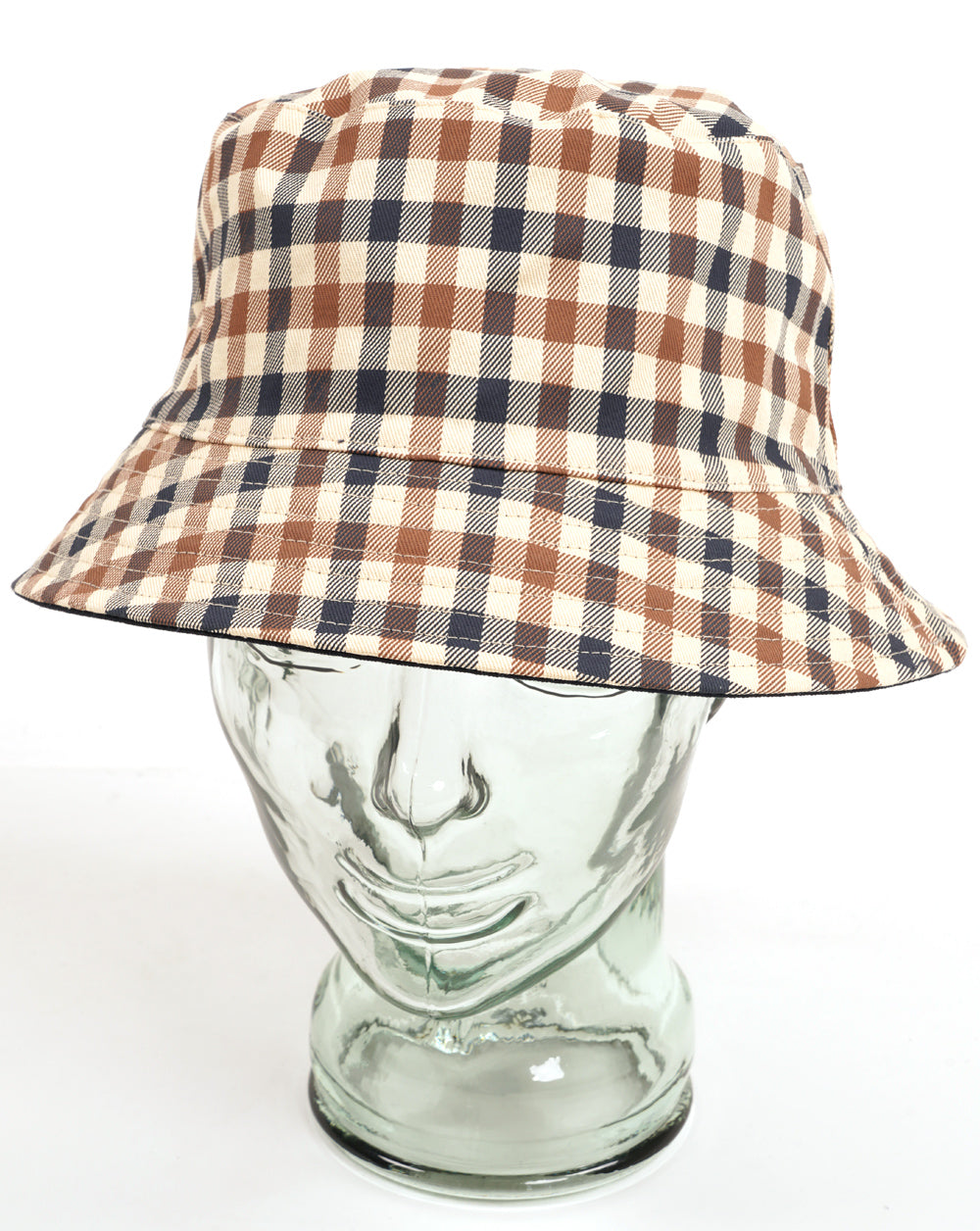 Aquascutum Reversible Cotton Bucket Hat Navy/Club Check