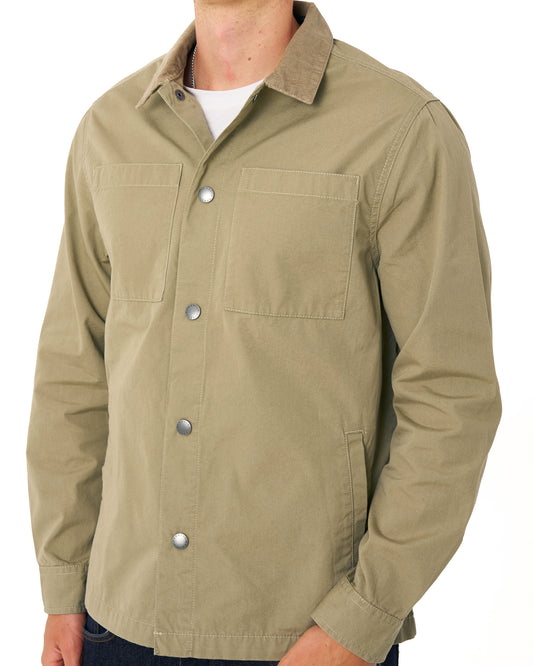 Barbour Barbour Cord Collar Twill Overshirt Washed Stone