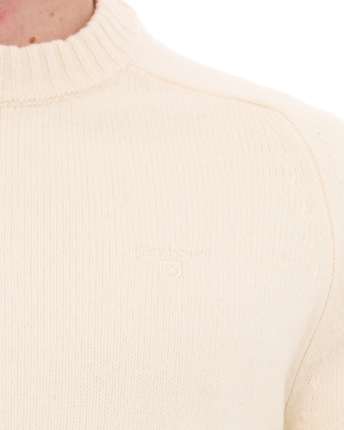 Barbour Newton Crew Knit Jumper Antique White