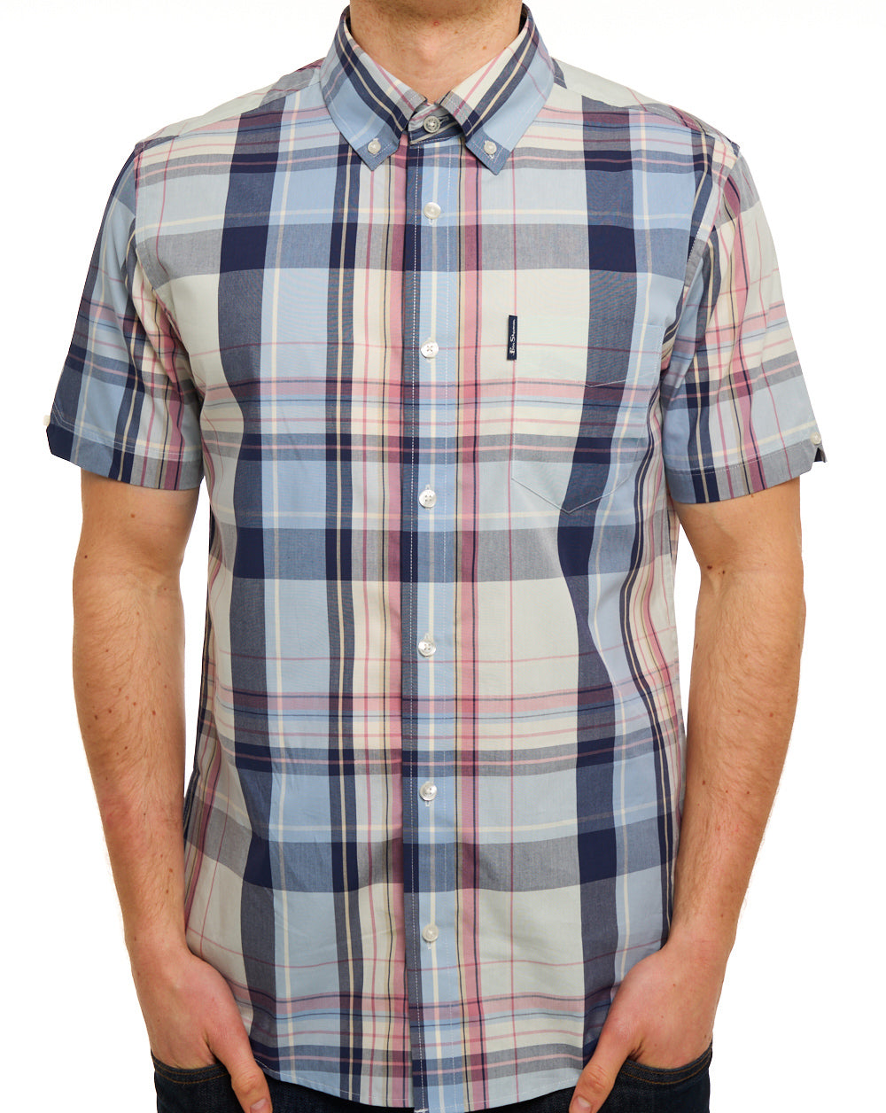 Ben Sherman Oversized Check SS Shirt Blue Grey – 80s Casual Classics