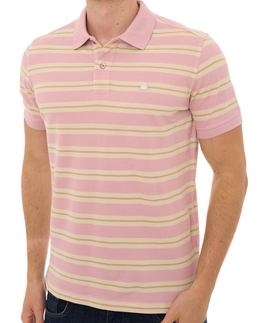 Benetton Benetton Striped Polo Shirt Pink/Cream