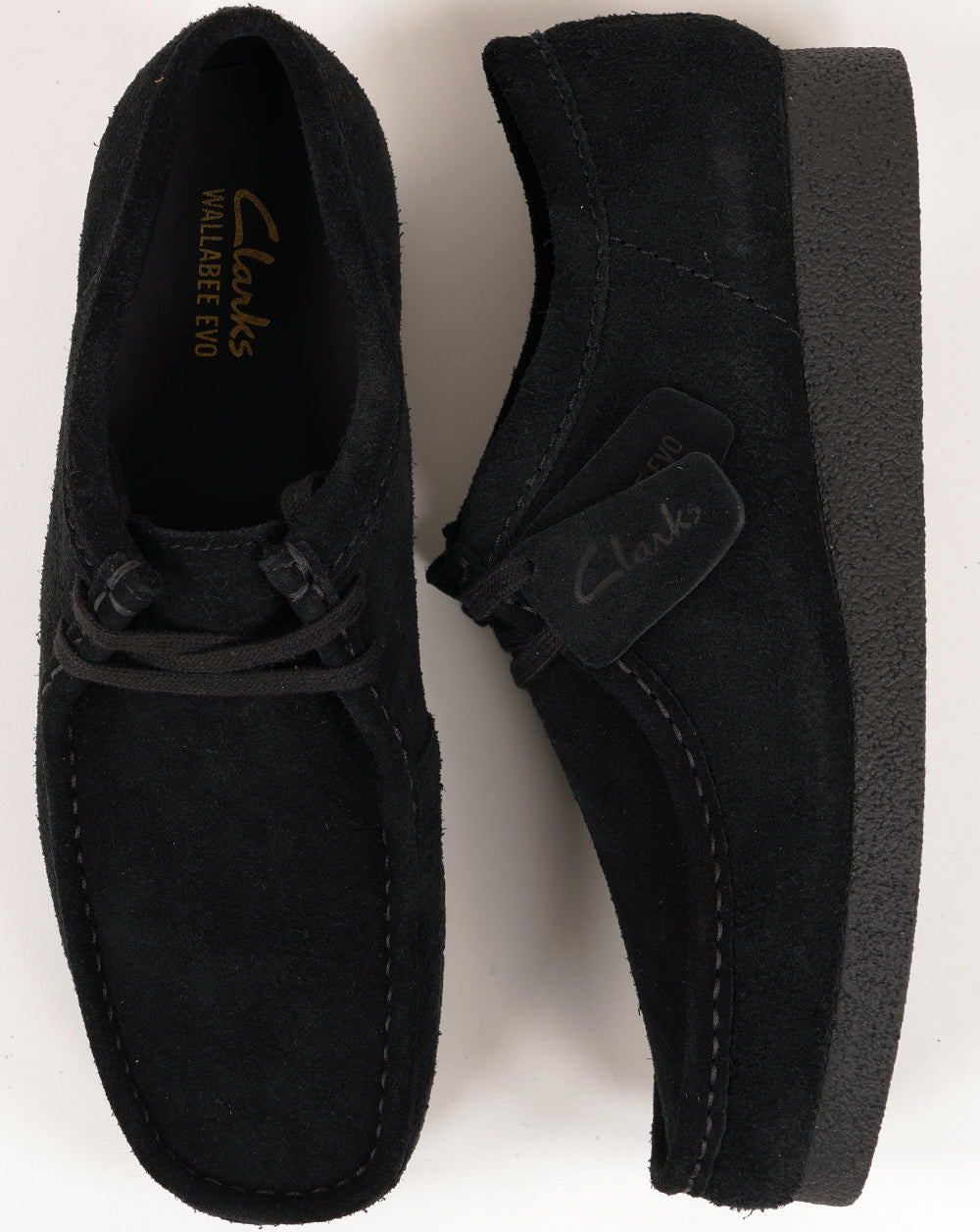 Clarks Wallabee Shoes Black Suede