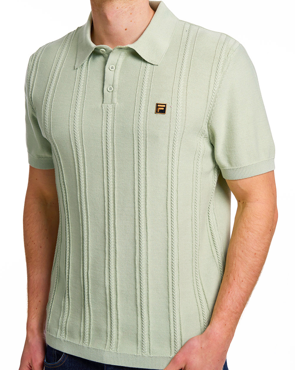 Fila Gold Barns Cable Knit Polo Light Green