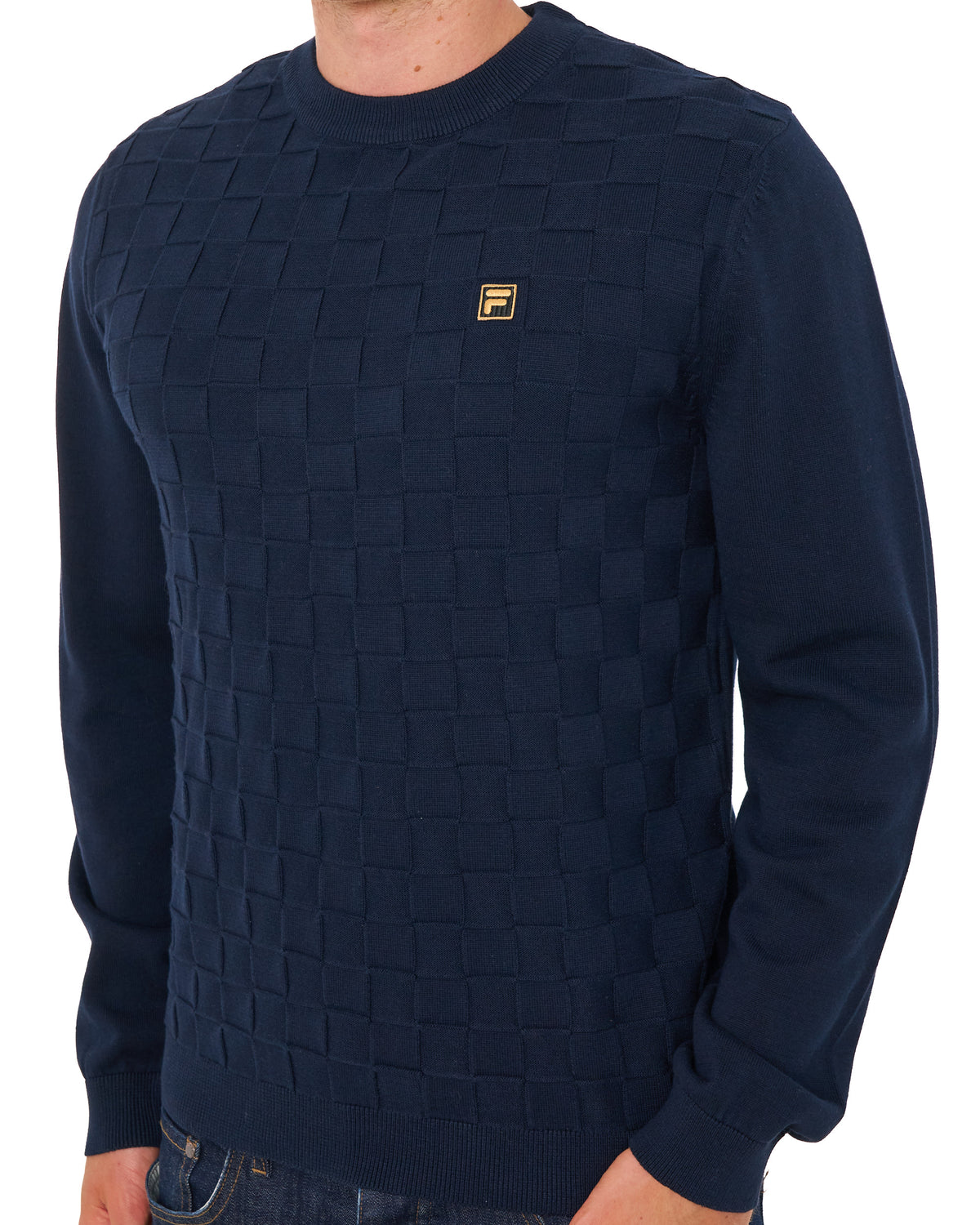 Fila Gold Cam Square Knit Jumper Dark Blue