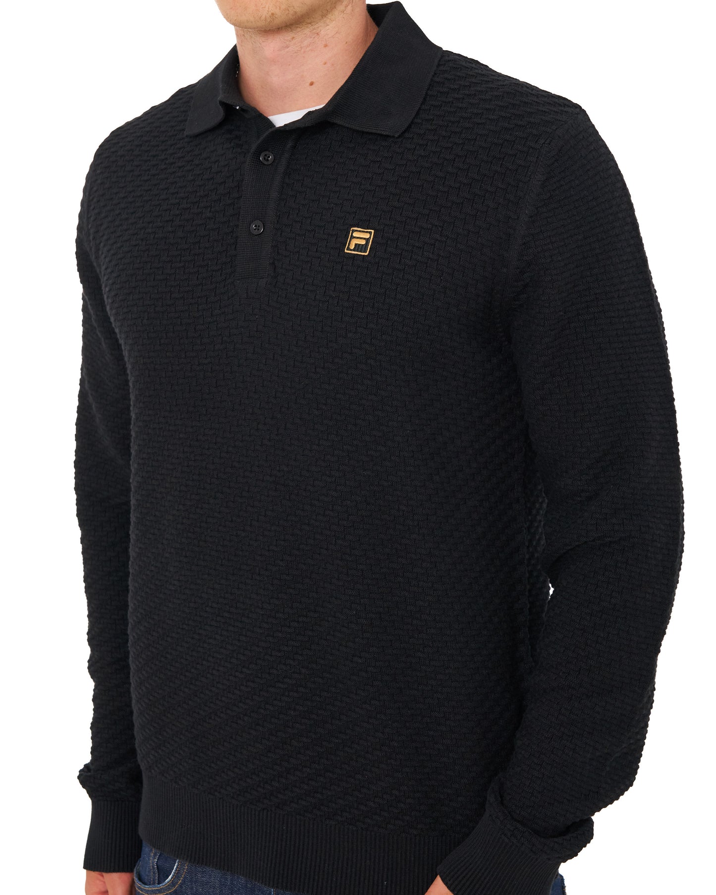 Fila Gold Elia Brick Knit LS Polo Black