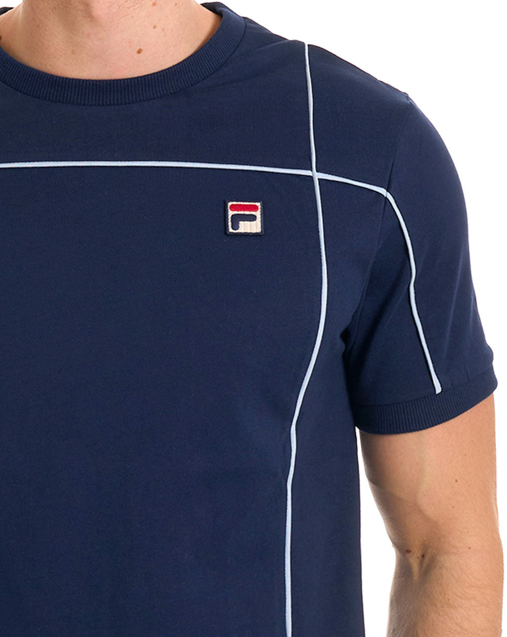 Fila Vintage Terrinda T Shirt Navy / Sky Blue