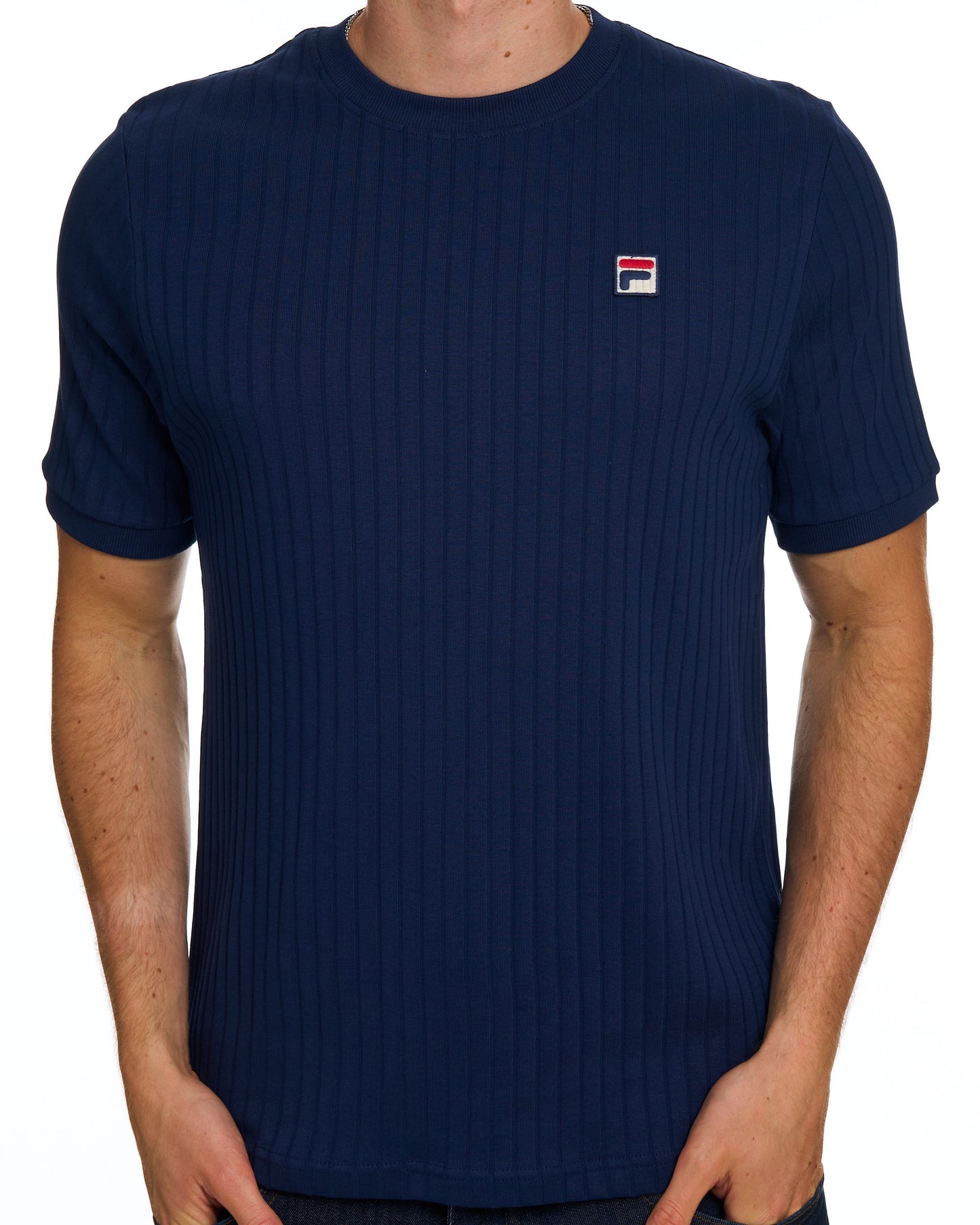 Fila Vintage Ribbed T Shirt Navy