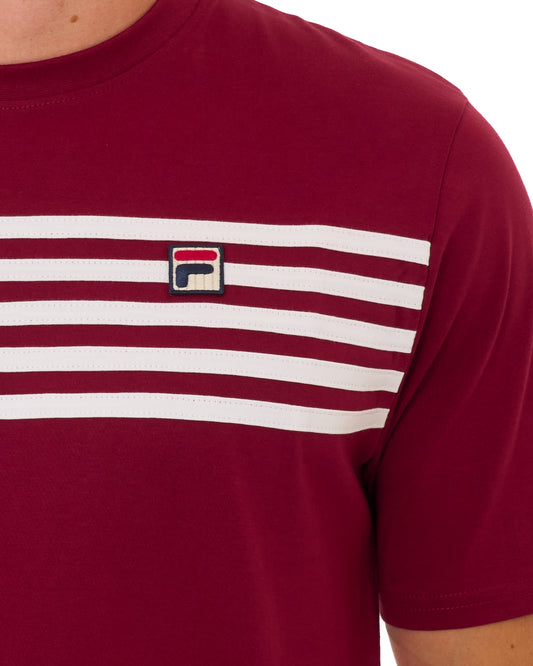 Fila Vintage Fila Vintage 5- Stripe T-shirt Deep Red