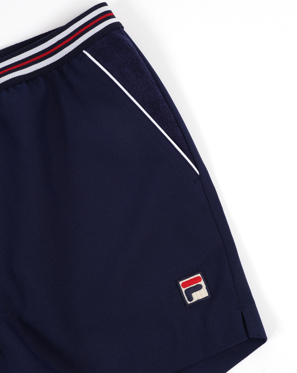 Fila Vintage Borg tennis Shorts Navy/White Piping
