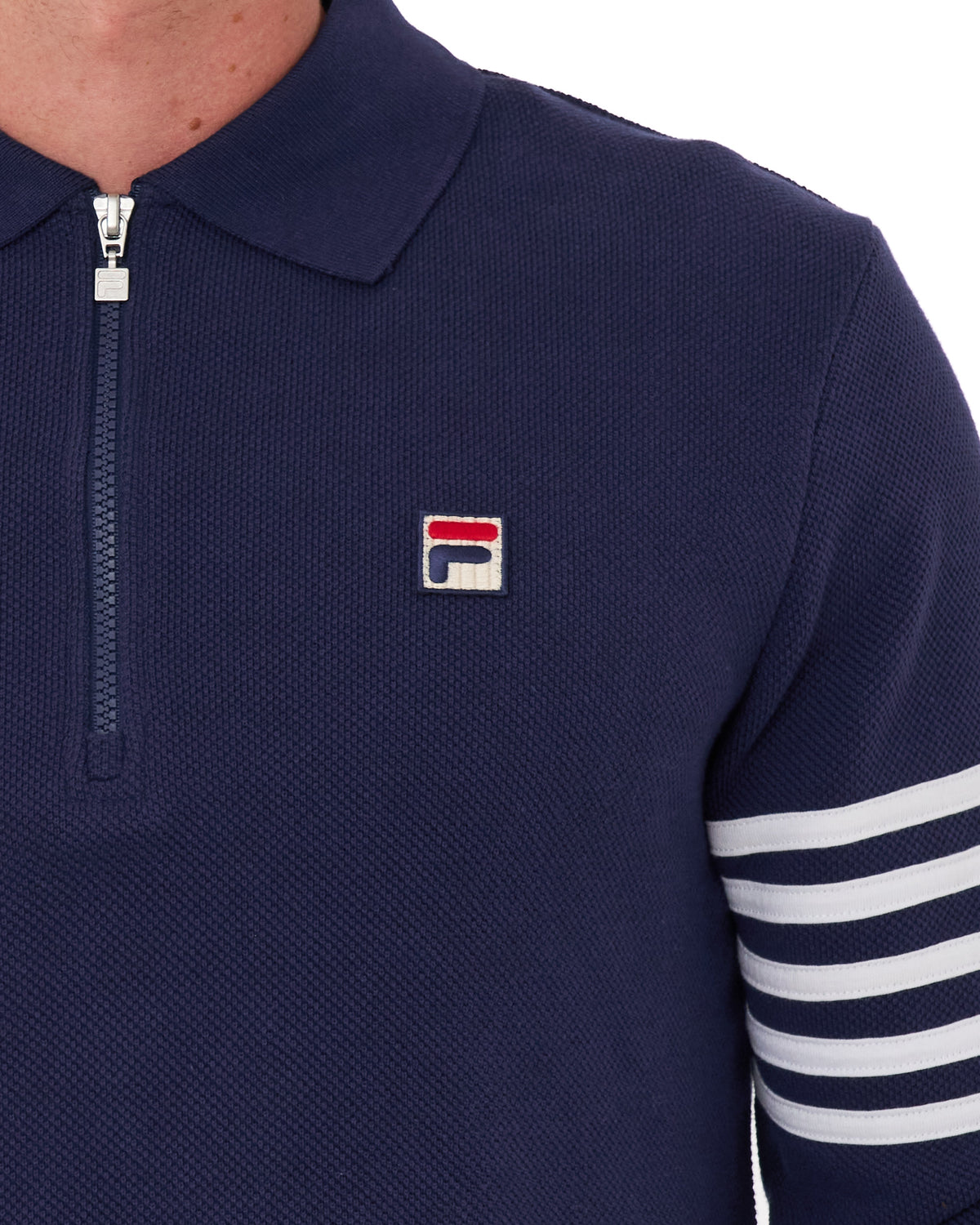 Fila Vintage Luis 1/4 Zip LS Polo Navy/White
