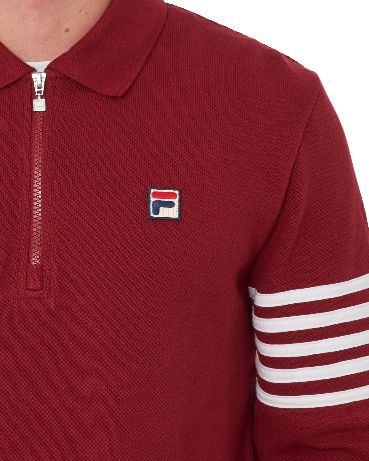 Fila Vintage Luis 1/4 Zip LS Polo Deep Red