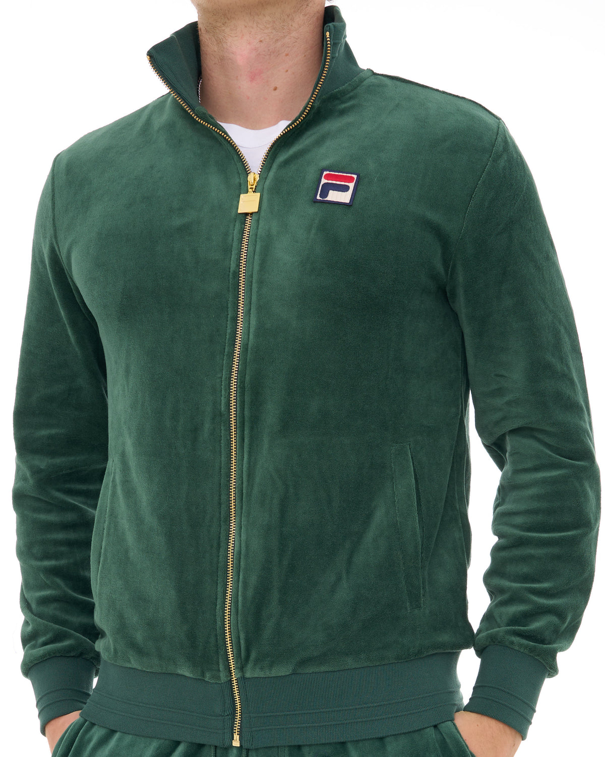 Fila Vintage Nero Velour Track Top Pine Green