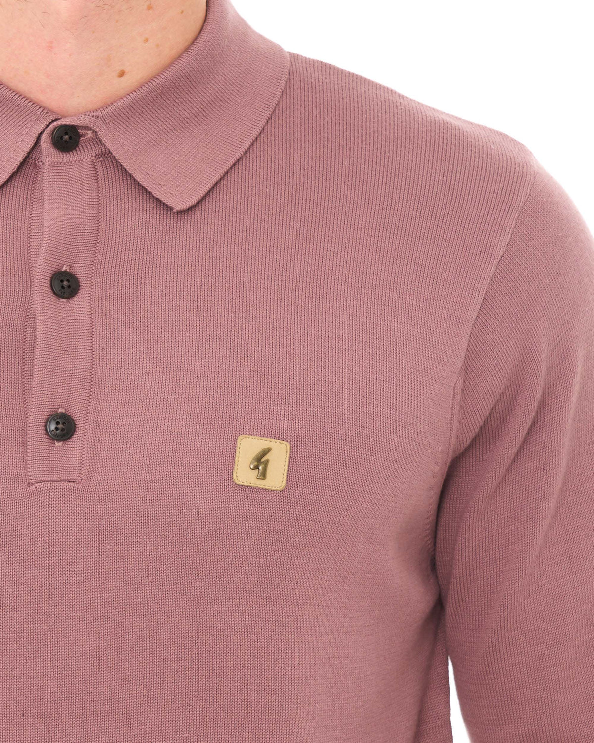 Gabicci Vintage Francesco LS Knitted Polo Dusky Pink