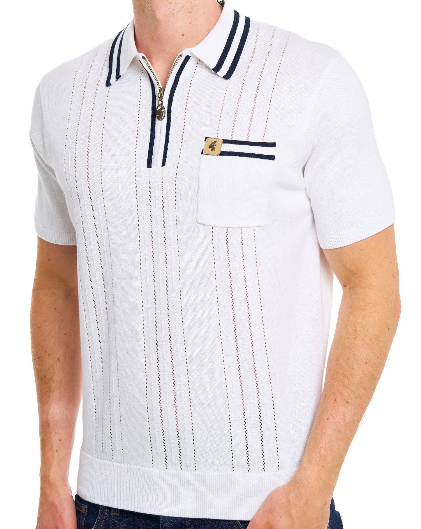 Gabicci Vintage Johnson Knit Polo White