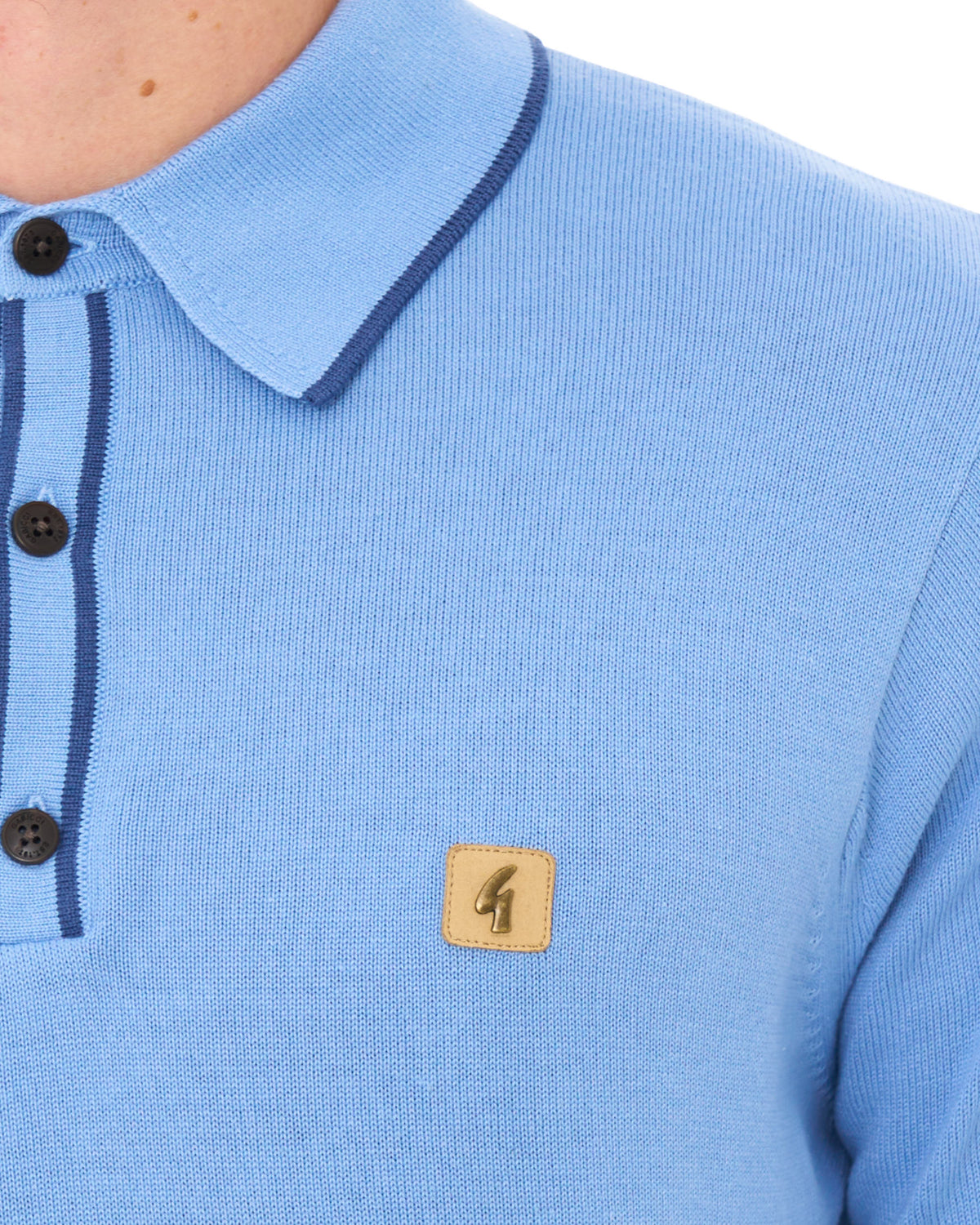 Gabicci Vintage Lineker Knitted Polo Sky Blue