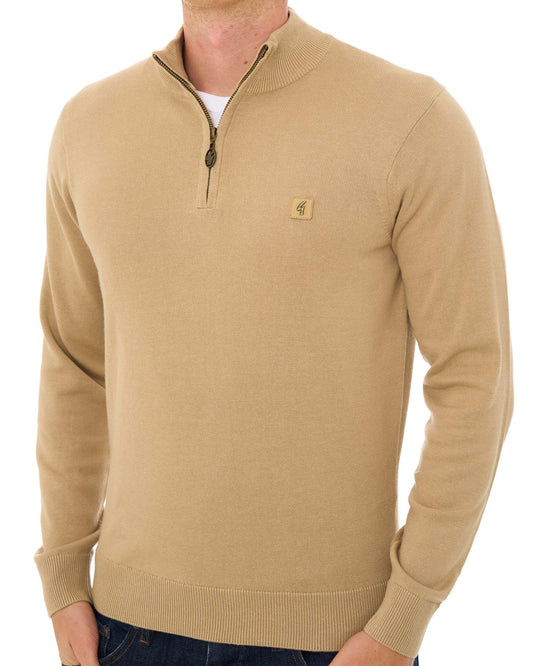 Gabicci Vintage Gabicci Vintage Naxton 1/4 Zip Knit Caramel