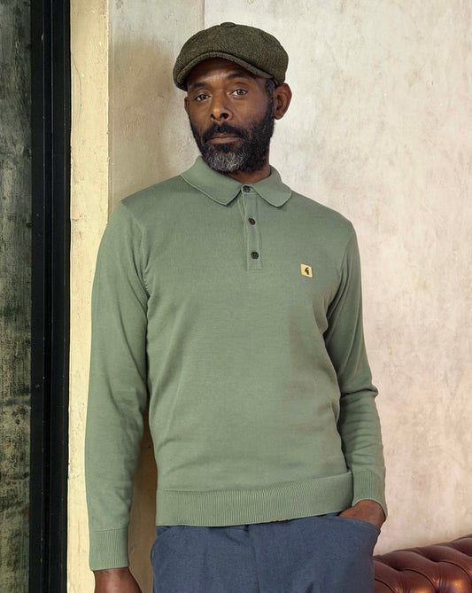Gabicci Vintage Gabicci Vintage Francesco LS Knitted Polo Sage