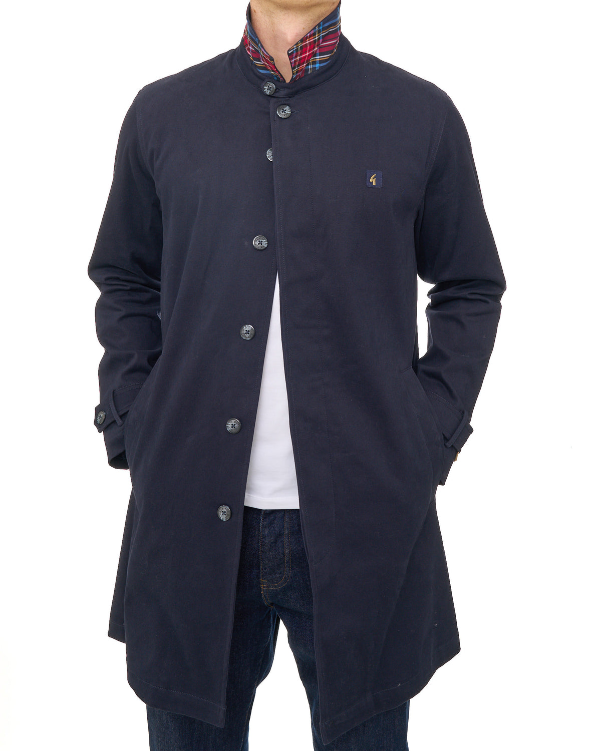 Gabicci Vintage Houghton Mac Navy/Tartan