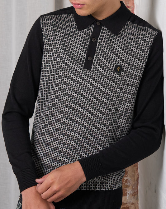Gabicci Vintage Gabicci Vintage Weaver Polo Shirt Black