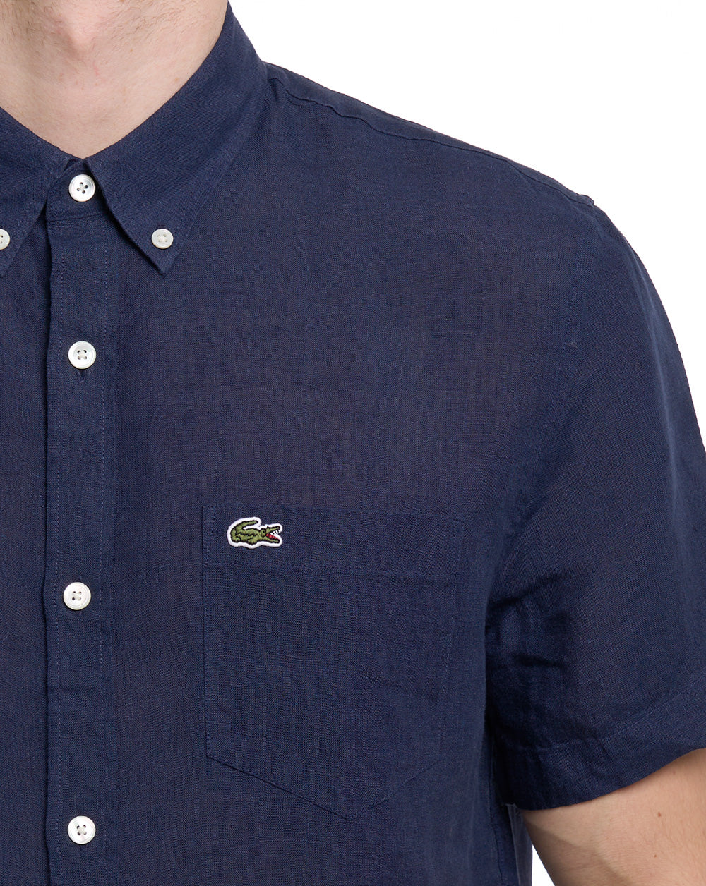 Lacoste Short Sleeve Linen Shirt Navy