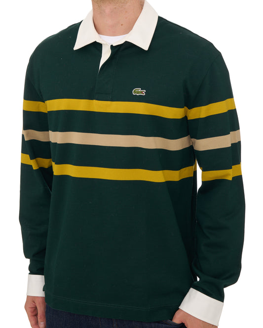 Lacoste Lacoste Striped Pique Rugby Shirt Deep Green