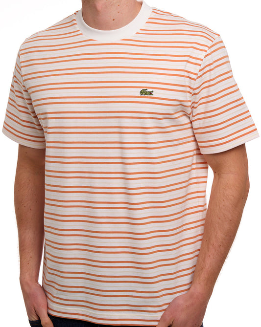 Lacoste Lacoste Striped T Shirt Orange/Off White