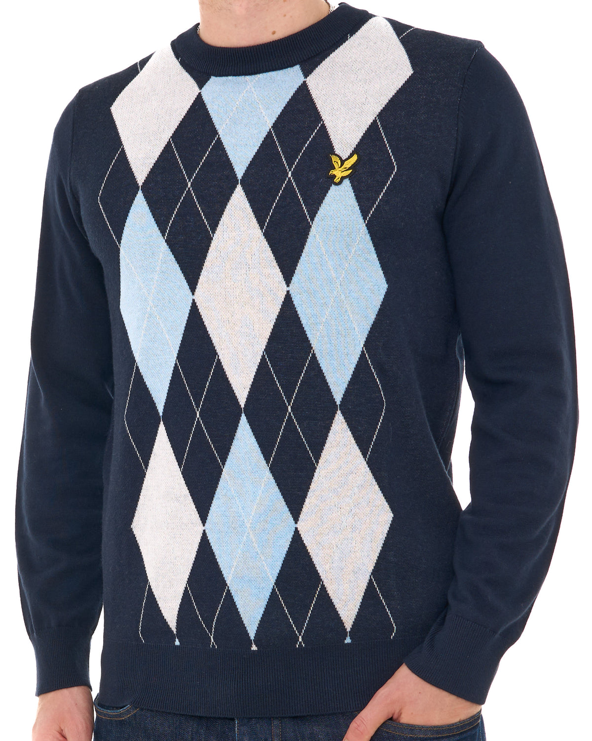 Lyle & Scott Archive Argyle Crew Knit Navy