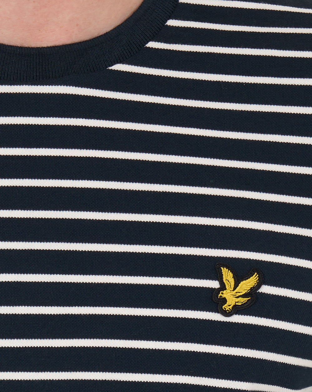 Lyle And Scott Pique Breton T Shirt Dark Navy/White