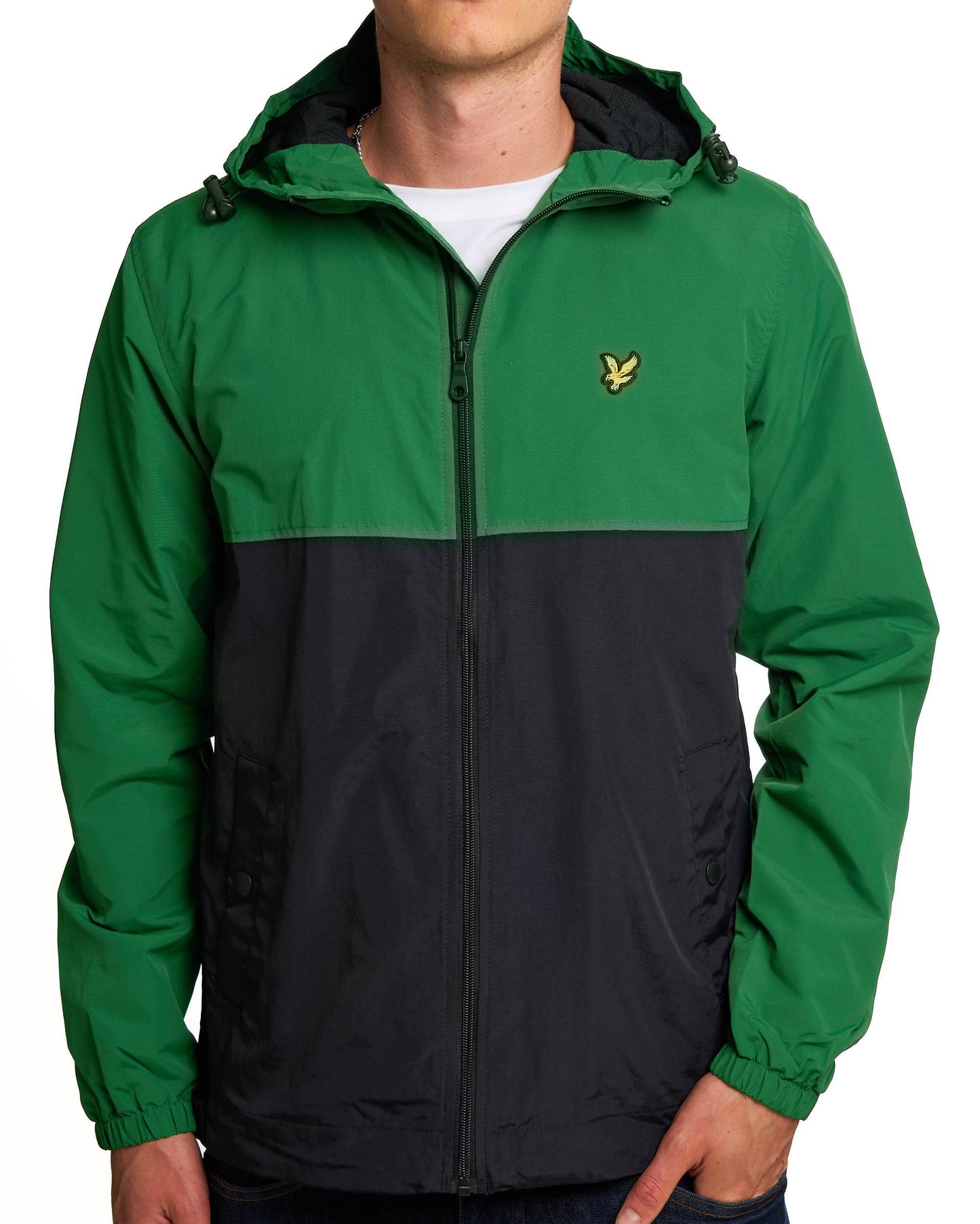 Lyle & Scott Colour Block Hooded Jacket Clover Green/Black