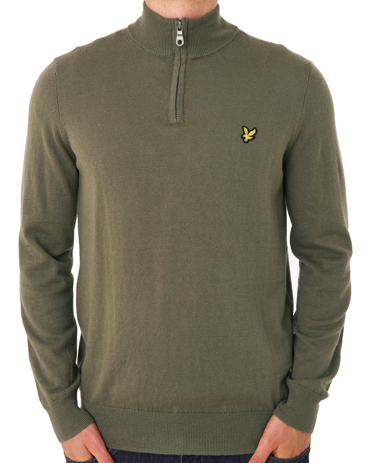 Lyle & Scott Cotton Merino 1/4 Zip Khaki Ash