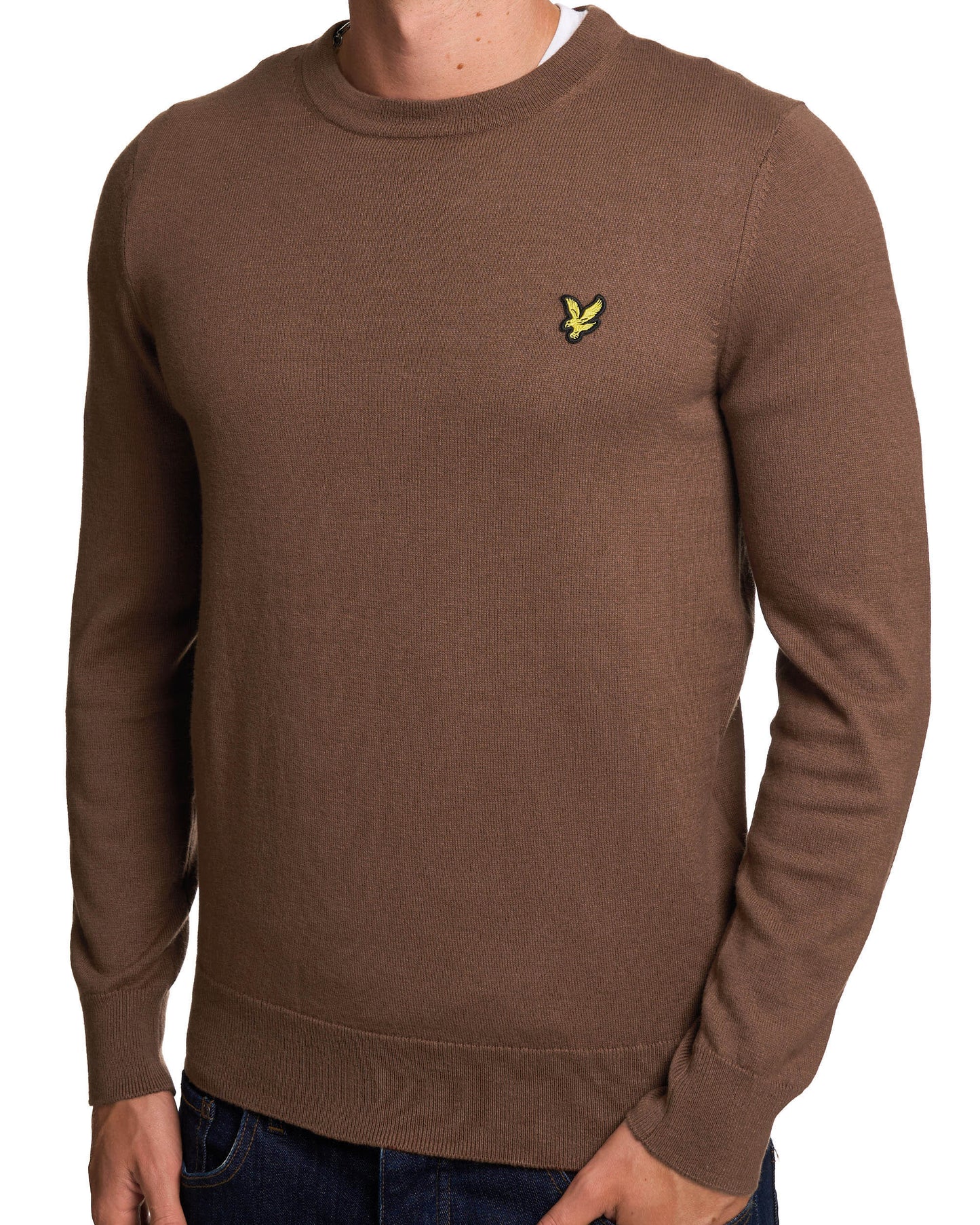 Lyle & Scott Cotton Merino Crew Jumper Sepia Brown