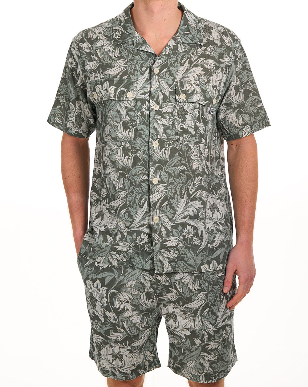 Pretty Green Bostall Printed SS Shirt Green
