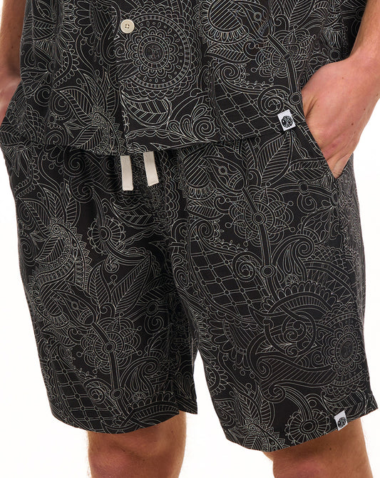 Pretty Green Pretty Green Resonance Linear Paisley Shorts Black