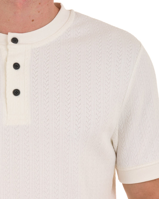 Pretty Green Pretty Green Zephlyn Texture Grandad Tee White