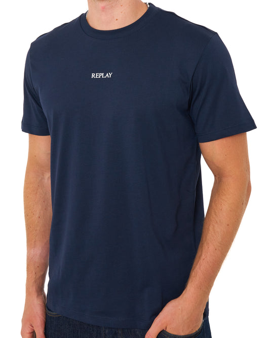 Replay Replay Logo T Shirt Night Blue