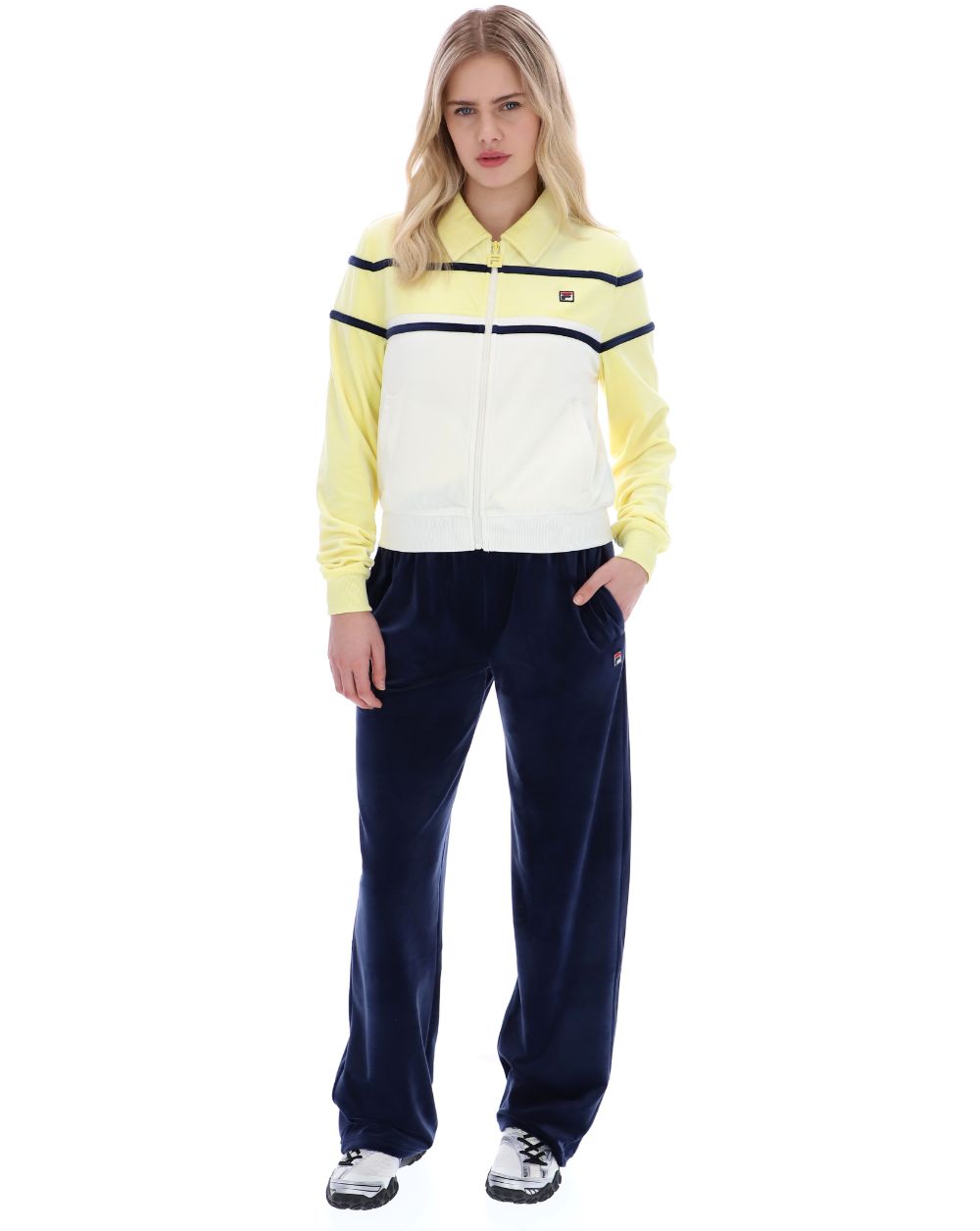 Fila Vintage Giovana Velour Track Top Wax Yellow/Gardenia