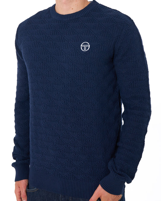 Sergio Tacchini Sergio Tacchini Jacquard Crew Knit Jumper Navy