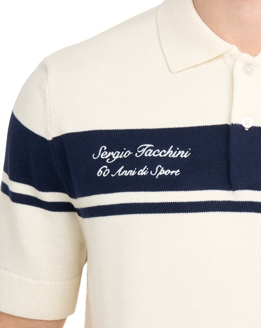 Sergio Tacchini Sergio Tacchini 60th Anniversary Polo Shirt Box Gardenia/Navy