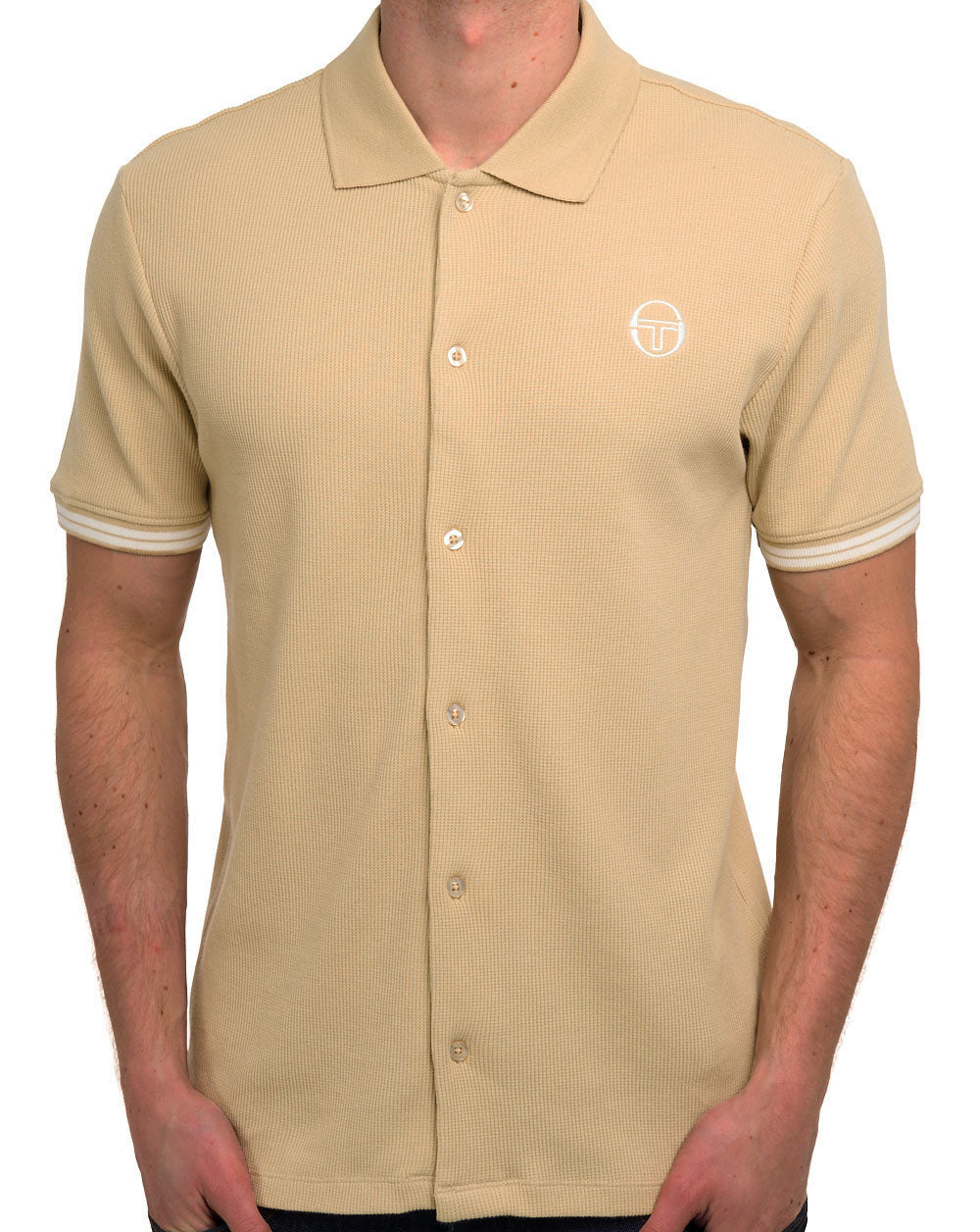 Sergio Tacchini Court Full Button Polo Shirt Sand