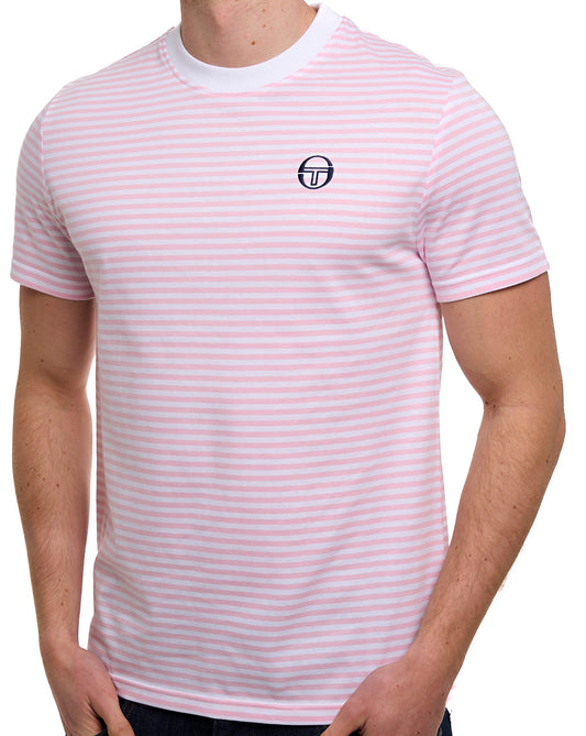 Sergio Tacchini Sergio Tacchini Falcao Stripe T Shirt White/Pink