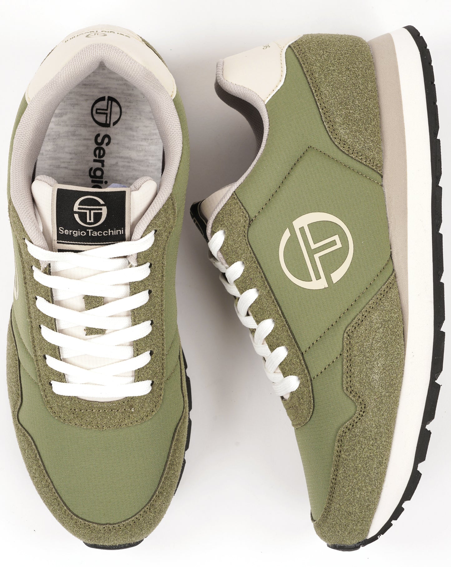Sergio Tacchini Mile Mix Trainers Light Khaki/Off White