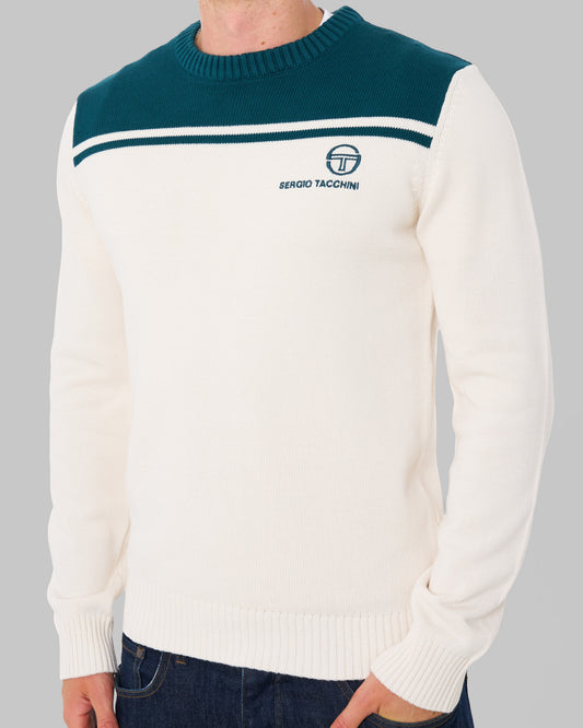 Sergio Tacchini Sergio Tacchini New Young Line Crew Knit Gardenia/Deep Teal