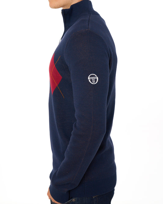 Sergio Tacchini Sergio Tacchini Argyle 1/4 Zip Knit Navy Blue