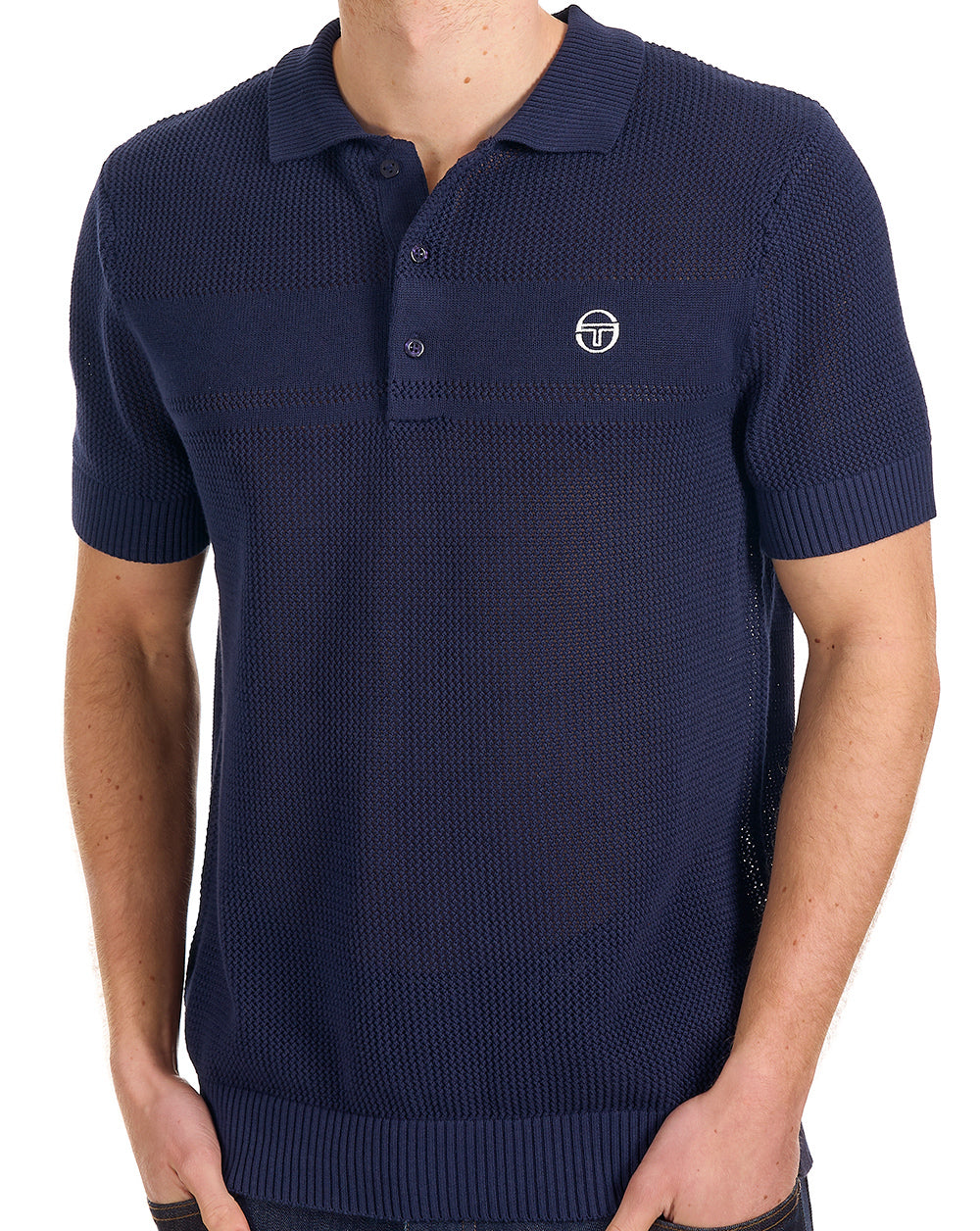 Sergio Tacchini Textured Knit Polo Navy