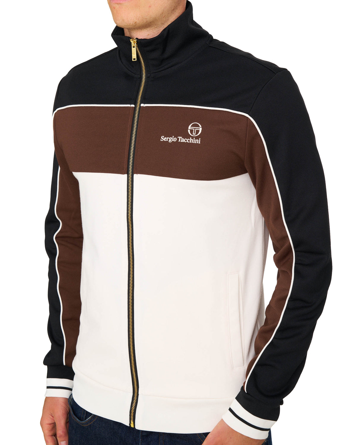 Sergio Tacchini Spiga Track Top Black/Brown/Gardenia