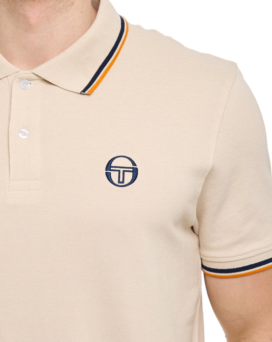 Sergio Tacchini Sergio Tacchini Tipped Polo Shirt Sand/Navy/Orange